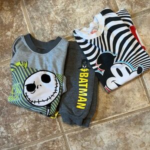 Batman and Jack Skellington Kids Bodysuit Set - Gray and Yellow